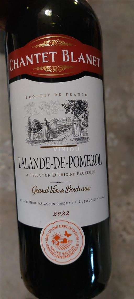 Bordeaux Lalande-de-Pomerol Chantet Blanet 2022