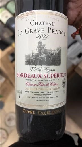 Bordeaux Bordeaux Supérieur Château La Grave Pradot Excellence 2022