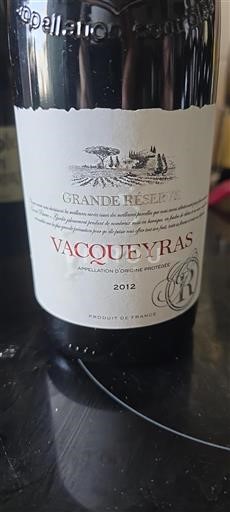 Vallée du Rhône Vacqueyras Grande Réserve 2012