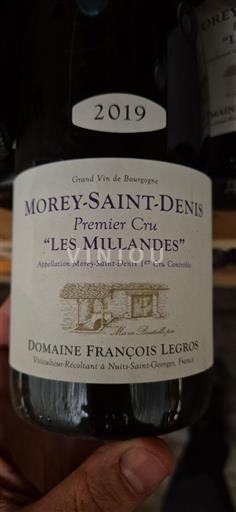 Burgundi Morey-Saint-Denis Premier Cru Domaine François Legros Les Millandes 2019