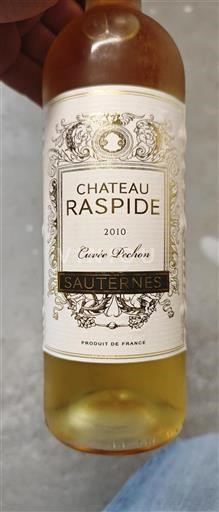 Bordeaux Sauternes Château Raspide Pechon 2010