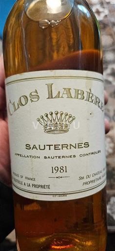 Bordeaux Sauternes Clos Labère 1981