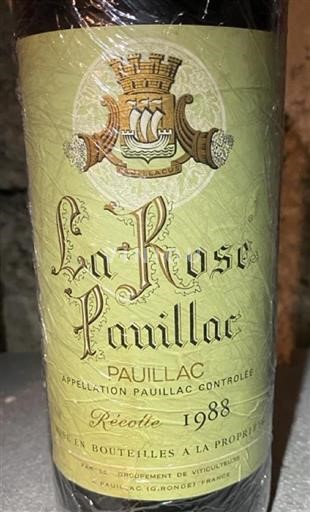 Bordéus Pauillac La Rose Pauillac La Rose Pauillac 1988