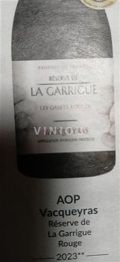 Thung lũng Rhône Vacqueyras Réserve de La Garrigue 2023