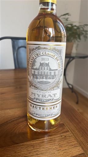 Bordeaux Sauternes Grand Cru Château Myrat 2013