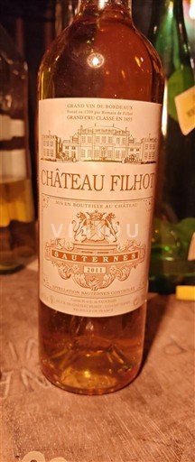 Bordeaux Sauternes Grand Cru Château Filhot 2011