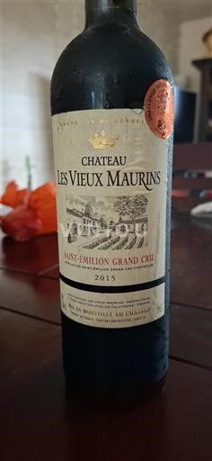 Vin Rouge sec Les Vieux Maurins 2015 France Bordeaux Saint-Émilion Grand Cru AOC Grand Cru
