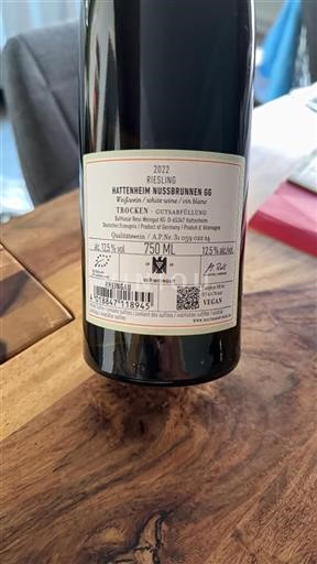 Rheingau Ospecificerad Balthasar Ress Hattenheim Nussbrunnen GG 2022
