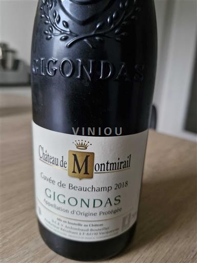 Vini Rouge sec Cuvée de Beauchamp Château Montmirail 2018 Francia Valle del Rodano Gigondas AOC