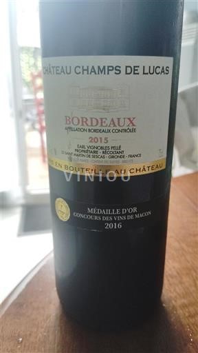 Burdeos Bordeaux Château Champs de Lucas 2015