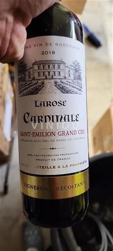 Burdeos Saint-Émilion Grand Cru Larose Cardinale 2018