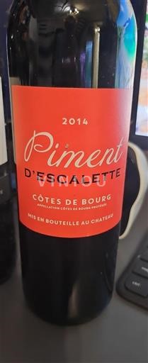 Burdeos Côtes-de-bourg Piment Escalette 2014