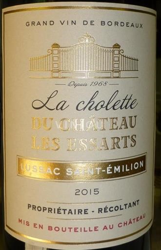 Bordeaux Lussac-saint-émilion Château La cholette du des Essarts 2015
