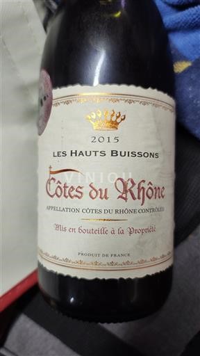 Rhônedalen Côtes du Rhône Les Hauts Buissons 2015