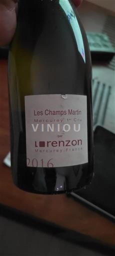 Bourgogne Mercurey Lorenzon Les Champs Martin 2016