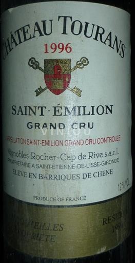 Bordéus Saint-Émilion Grand Cru Château Tourans 1996