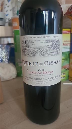 Bordeaux Listrac-Médoc Cissan Esprit de Cissan 2016