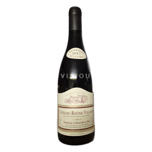 Vin Rouge sec Domaine Mazurd 2017 France Vallée du Rhône Côtes-du-rhône-villages AOC