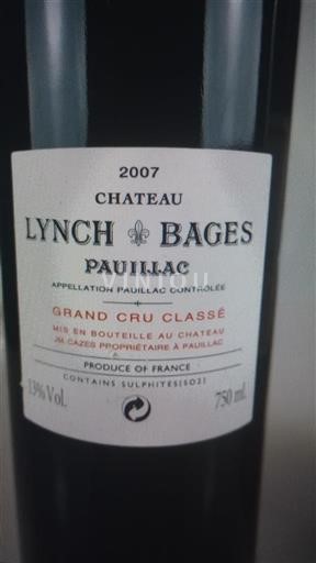 Bordeaux Pauillac Grand Cru Château Lynch-Bages 2007