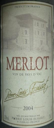 Lounais-Ranska Määrittelemätön Merlot Pierre Louis Fuisset 2004