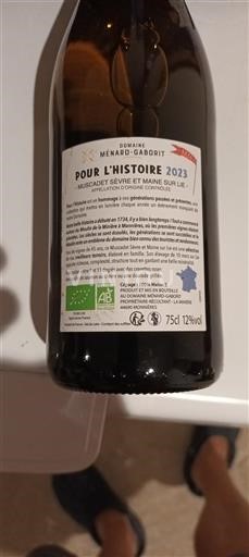 Loiredalen Muscadet-Sèvre-et-Maine Domaine Ménard-Gaborit Pour l'Histoire 2023