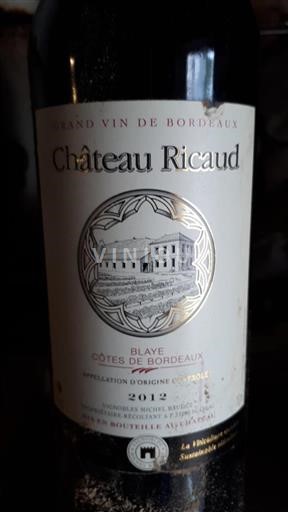 Burdeos Blaye-Côtes de Burdeos Château Ricaux 2012
