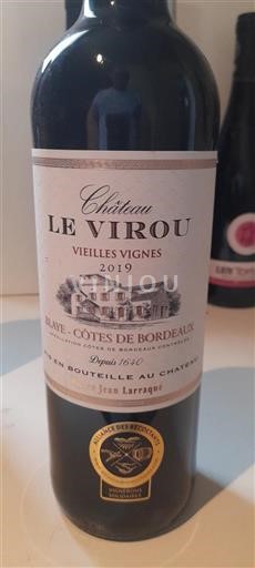 Burdeos Blaye-Côtes de Burdeos Château Le Virou Vielles Vignes 2019