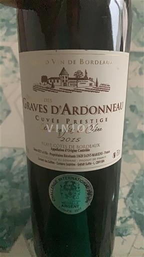Bordeaux Blaye-Côtes-de-Bordeaux Domaine Des Graves Ardonneau Prestige 2015