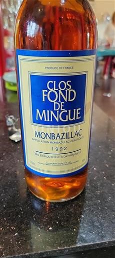 Sydväst Monbazillac Clos Fond de Mingue 1992