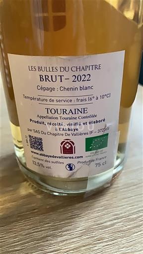 Údolí Loiry Touraine Abbaye de Vallières Les Bulles du Chapitre 2022