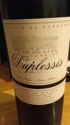 Burdeos Côtes-de-bourg Domaine Duplessis 2018