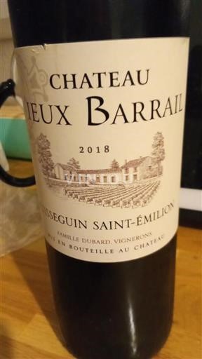 Bordéus Lussac-Saint-Émilion Château Vieux Barrail 2018