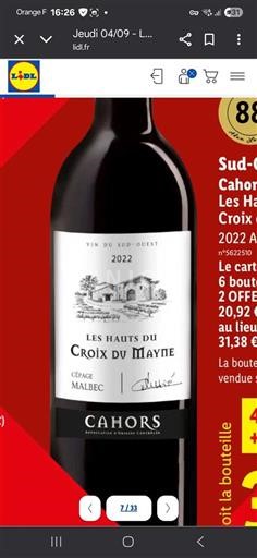 Vin Rouge sec Les Hauts du Croix du Mayne Croix du Mayne 2022 France Sud-Ouest Cahors AOC