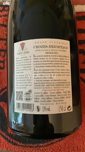 Rhônen laakso Crozes-Hermitage Cave de Tain Nicolas 2015