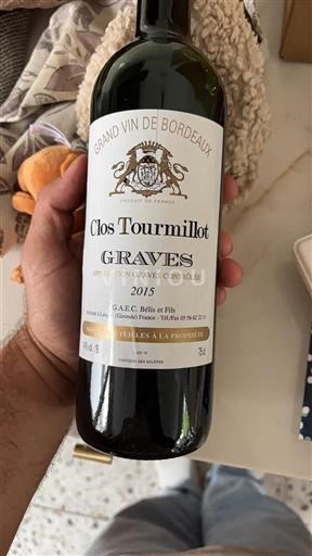 Bordéus Graves Clos Tourmillot 2015