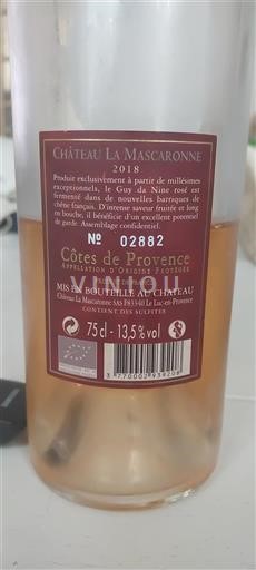 Provansa Côtes-de-Provence Château La Mascaronne Guy da Nine 2018