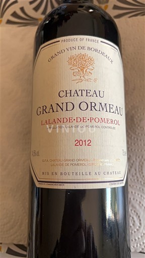 Bordo Lalande-de-Pomerol Château Grand Ormeau 2012