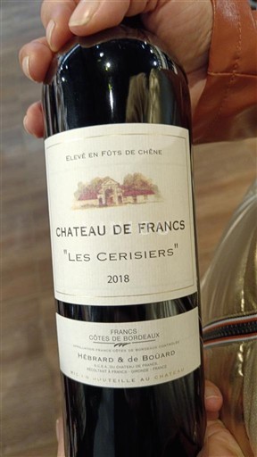 Wijnen Rouge sec Les Cerisiers Château de Francs 2018 Frankrijk Bordeaux Côtes-de-Bordeaux AOC
