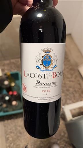 Bordeaux Pauillac Chateau Lacoste Borie 2019