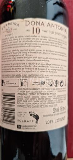 Bồ Đào Nha Porto Ferreira Dona Antonia 10 Years Old Tawny 2019