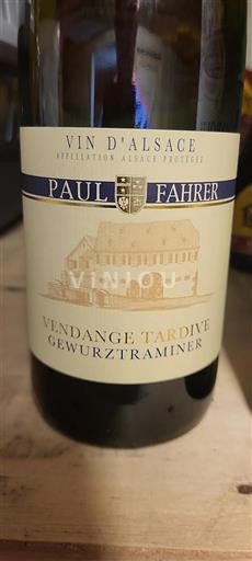 Alsace Vendanges Tardives Paul Fahrer Vendange Tardive Gewurztraminer Không niên vụ