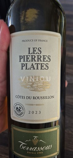Vine Blanc sec Les Pierres Plates Terrassous 2023 Frankrig Roussillon Côtes-du-roussillon AOC