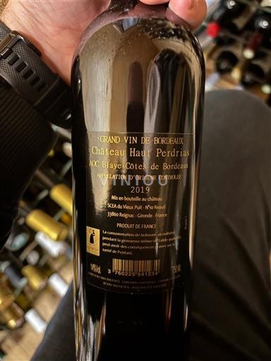 Bordeaux Blaye-Côtes-de-Bordeaux Château Haut Perdrias 2019