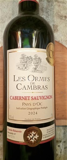 Languedoc-Roussillon Pays d'Oc Les Ormes de Cambras Cabernet Sauvignon 2024