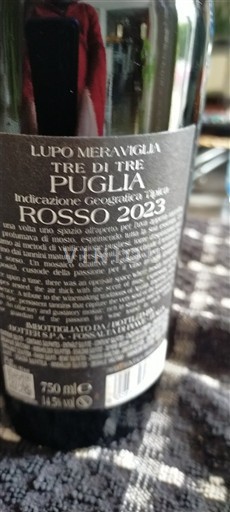 Apulija Ni doloceno Lupo Meraviglia Tre di Tre 2023