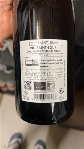 Langvedok Pic-saint-loup Rambier Aîné Bois Saint-Jean 2023