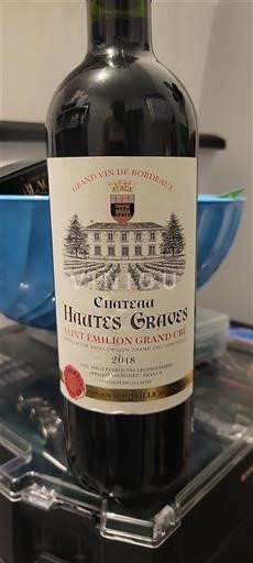Bordeaux Saint-Émilion Grand Cru Grand Cru Château Hautes Graves 2018