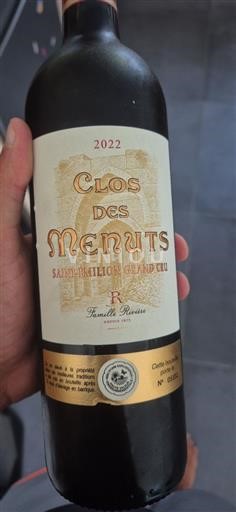 Burdeos Saint-Émilion Gran Cru Grand Cru Clos des Menuts 2022