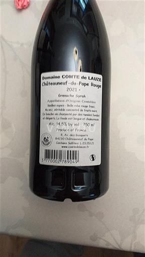 Vallée du Rhône Châteauneuf-du-pape Domaine Comte de Lauze 2021
