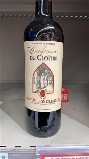 Bordéus Saint-Émilion Grand Cru Confession du Cloître 2021